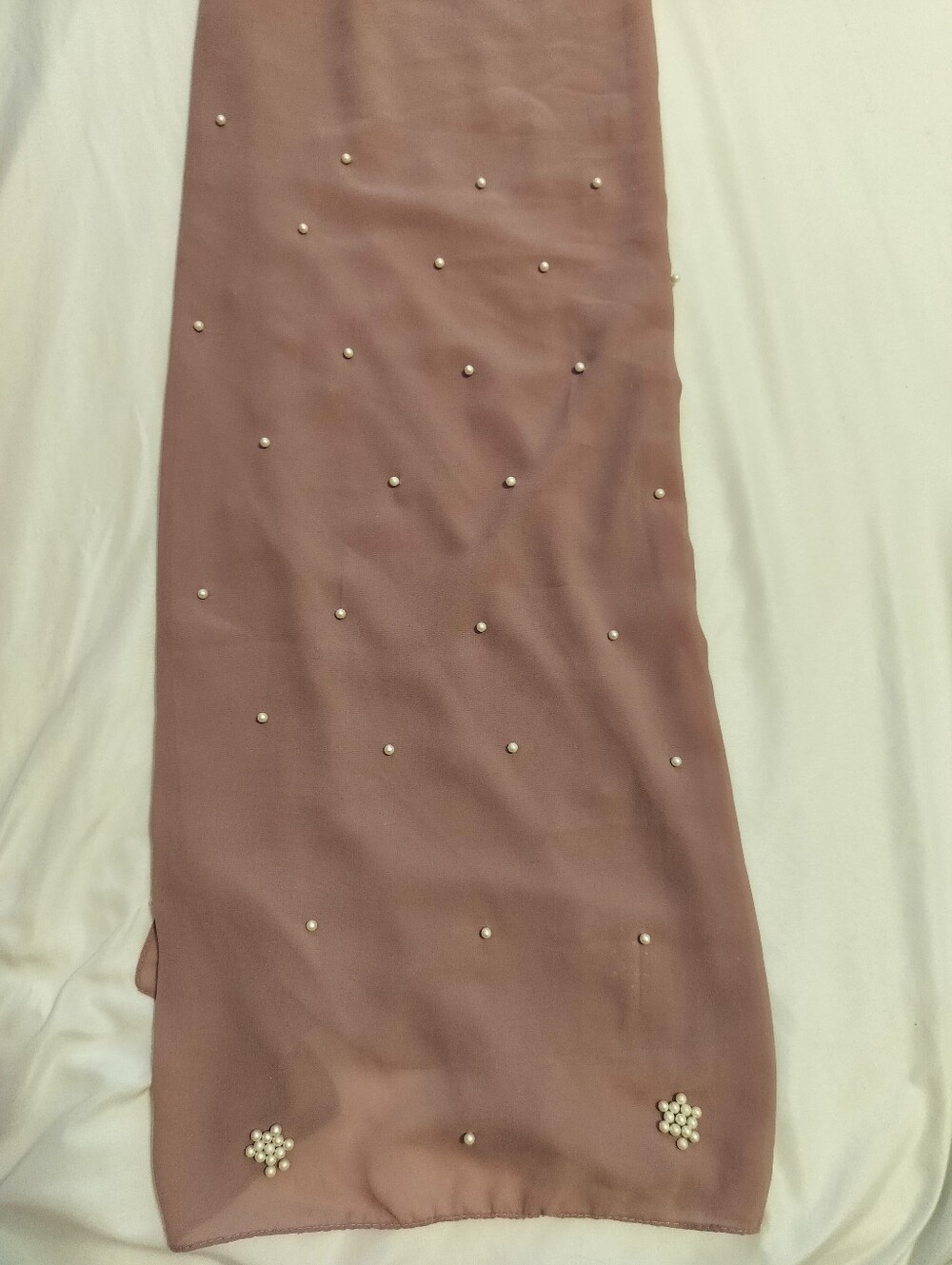 Pearl-Embellished Dusty Rose Women's Skirt